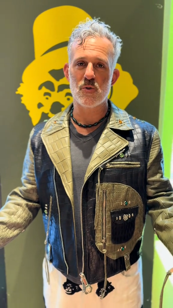 Embellished Biker - Style Leather Jacket