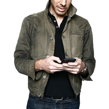 Men's Vintage Cotton Tie Dye Army Green Button Jacket 36133784U