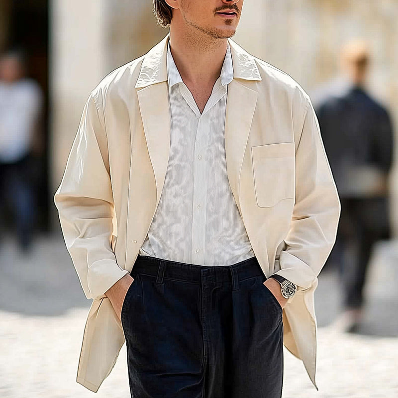 Men's Spring and Autumn Apricot Cotton Windbreaker Coat MTA1980C1U