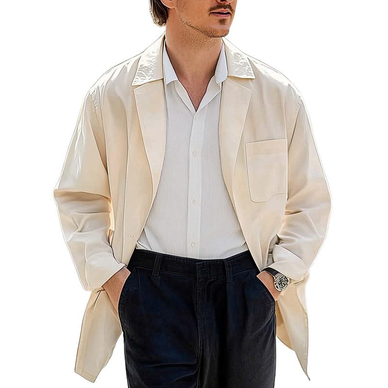 Men's Spring and Autumn Apricot Cotton Windbreaker Coat MTA1980C1U