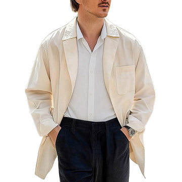 Men's Spring and Autumn Apricot Cotton Windbreaker Coat MTA1980C1U