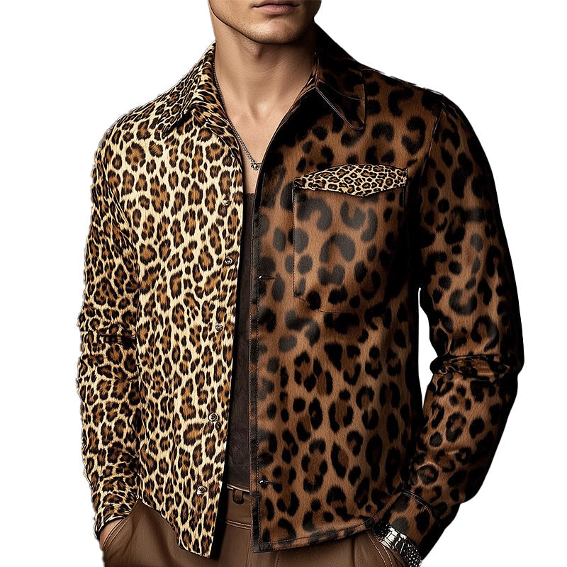 Men's Spring Fashion Leopard Print Light Leather Jacket MTA2769C5P