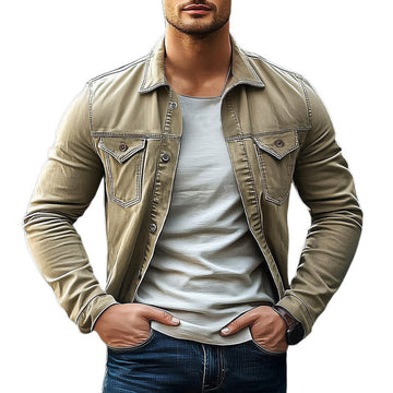 Men's Spring and Autumn Vintage Lapel Button Denim Jacket MTA2567D4U