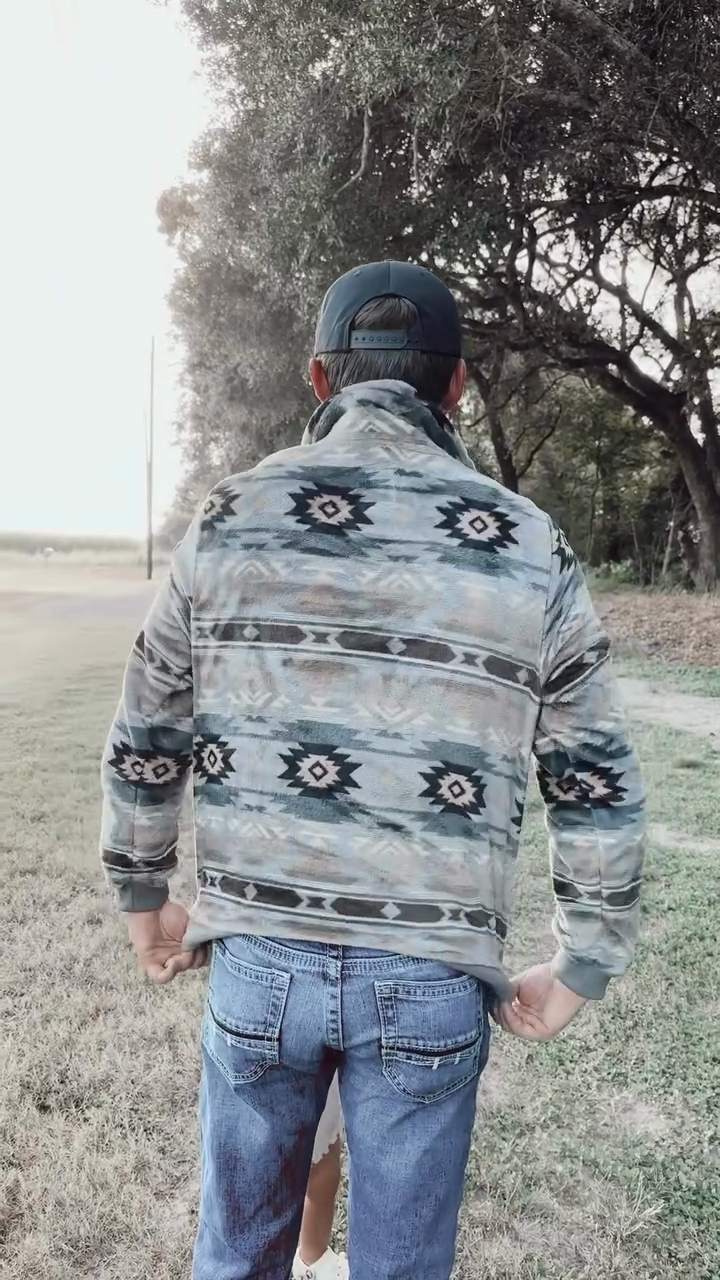 Southwestern Patterned Zip Pullover