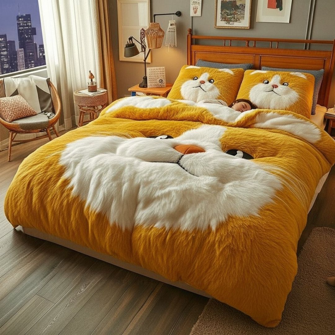 Fluffy Cat Bedding Set – Cozy & Creative Bedding for Cat Lovers