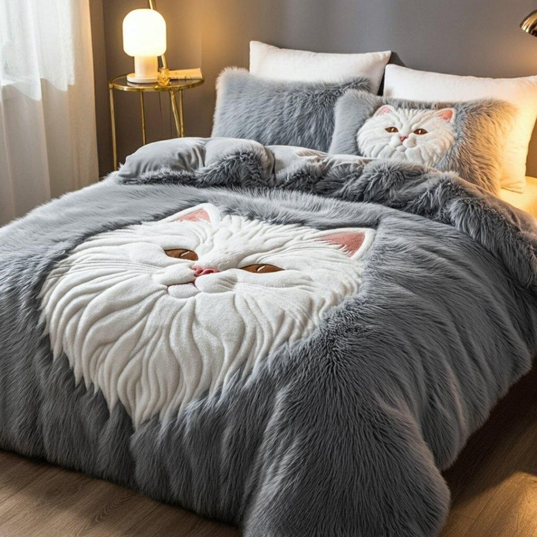 Luxury Cat Bedcover Set – Ultra-Fluffy Comfort for Cat Lovers