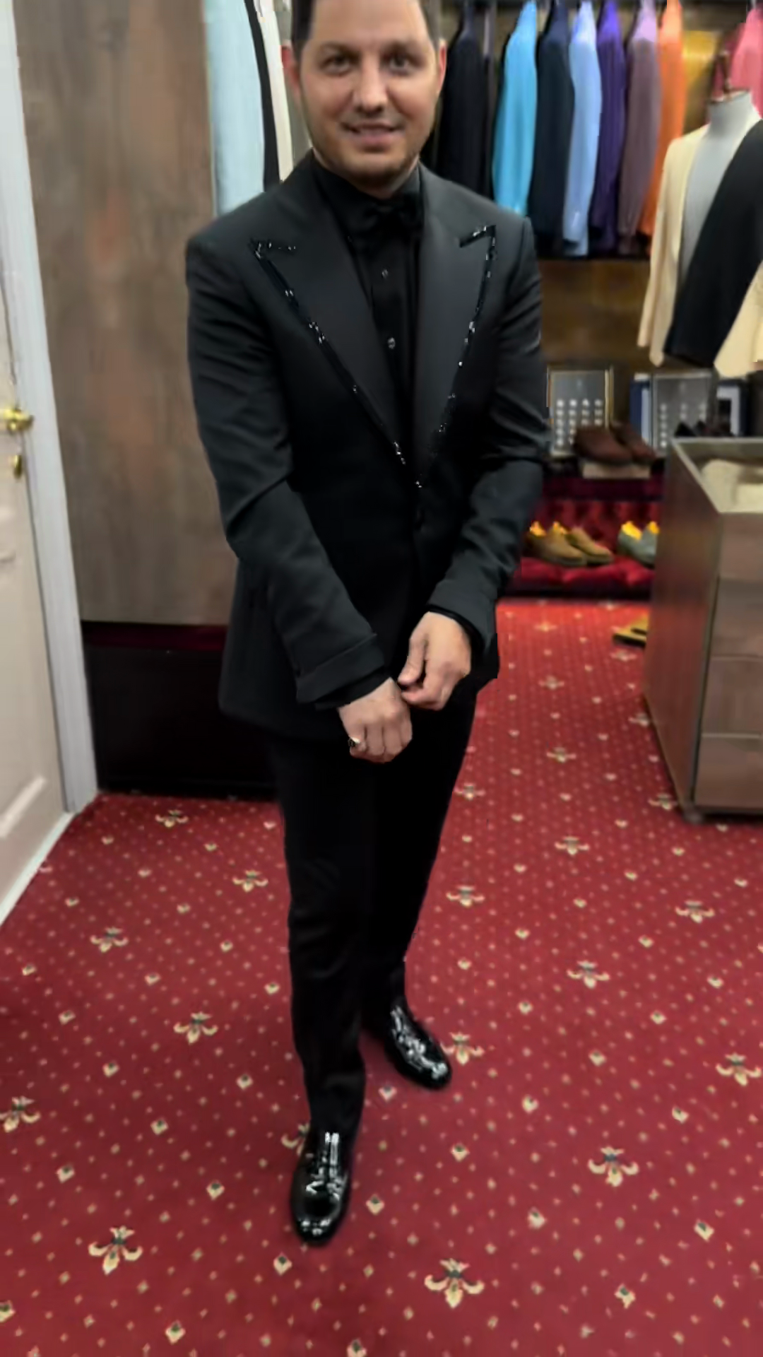 Black Embellished Tuxedo Suit