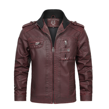 Axel Burgundy PU Leather Jacket
