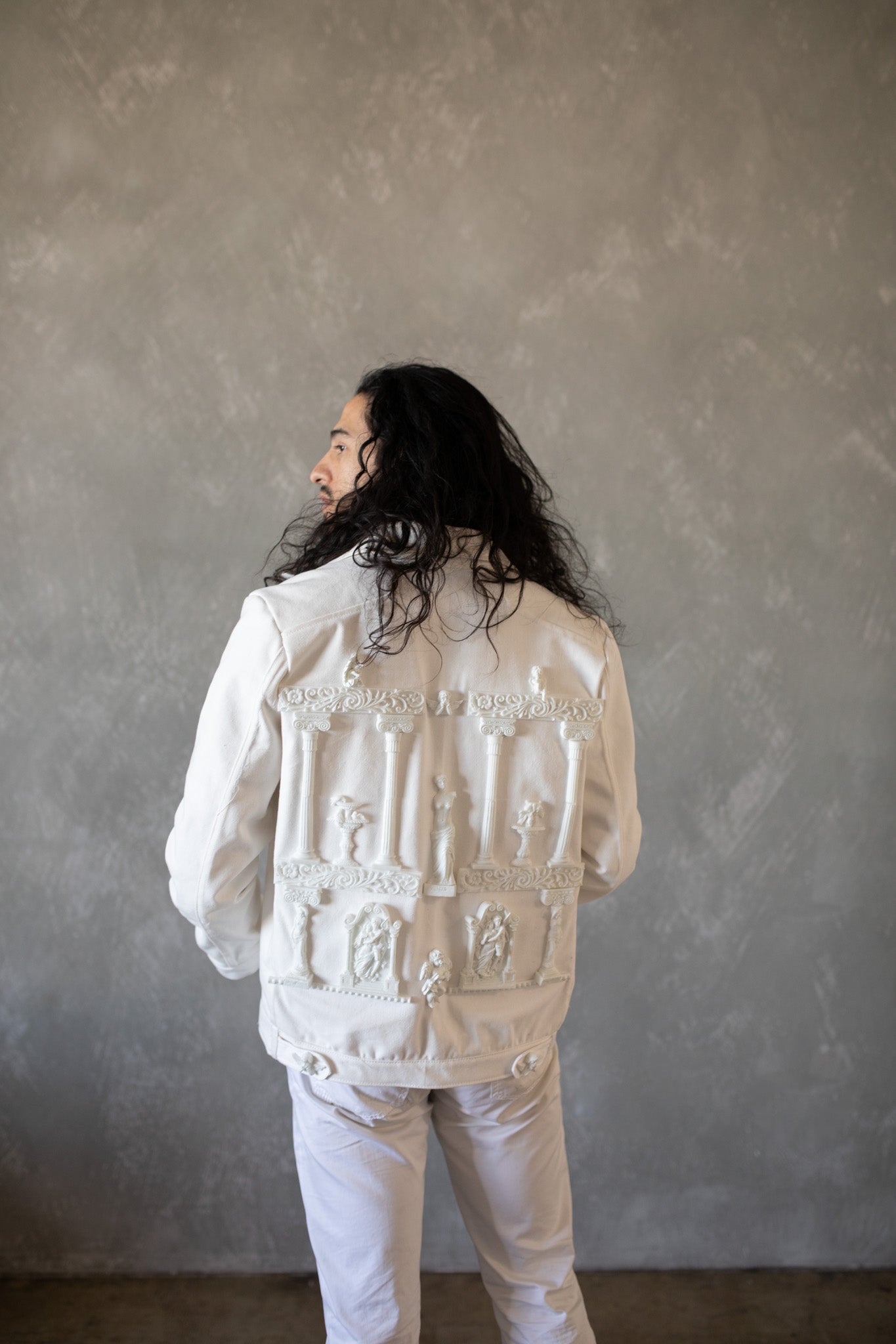 White Embroidered Architectural Jacket
