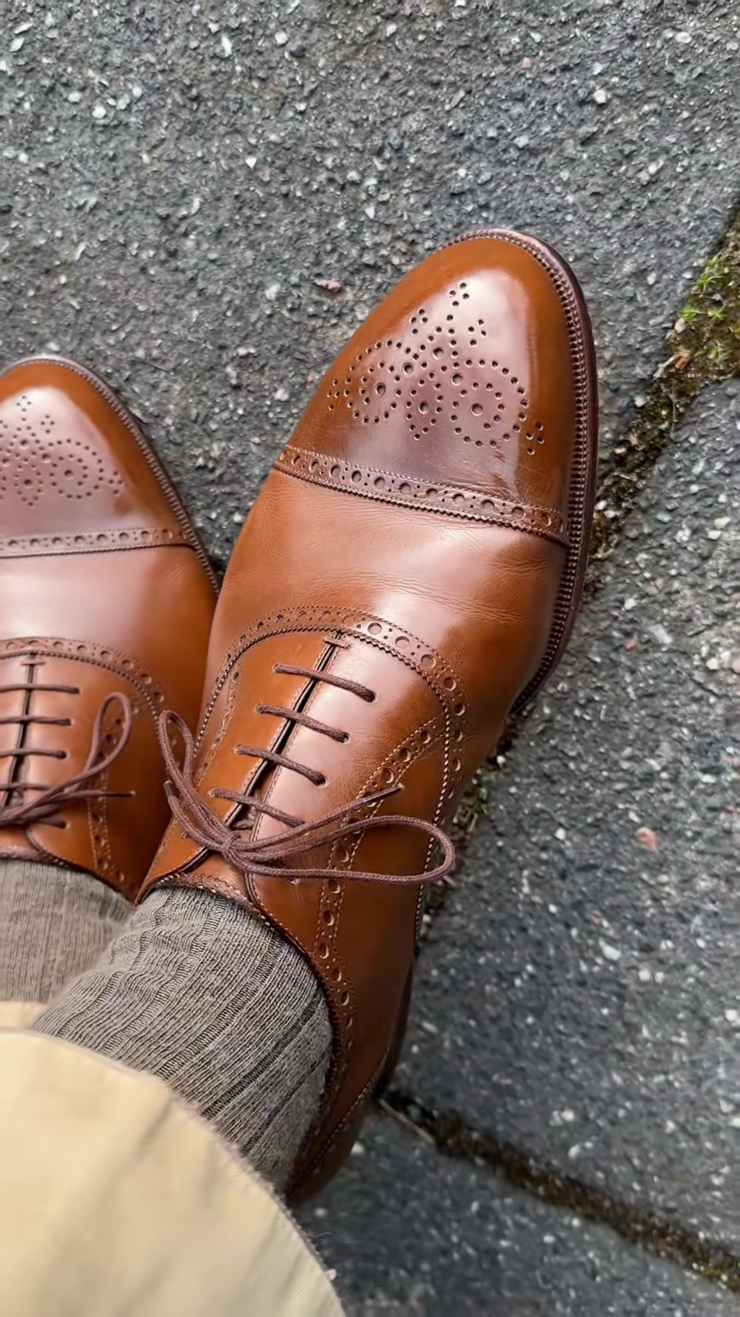 Brown Leather Brogue Oxford Shoes