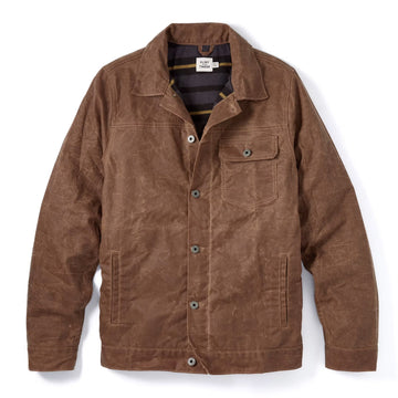 Flannel Lined Waxed Trucker Jacket in Havana