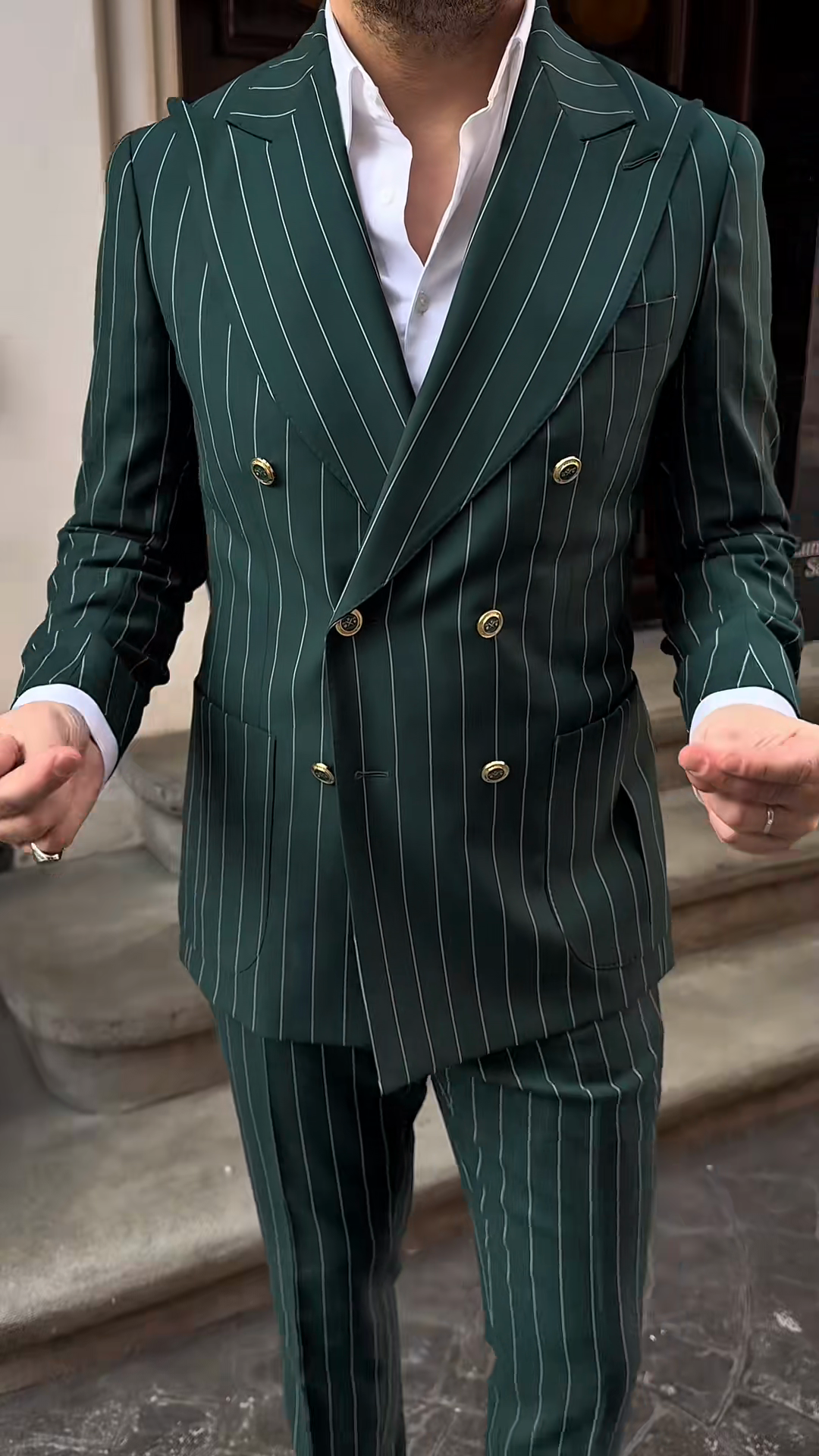 Forest Green Pinstripe Suit