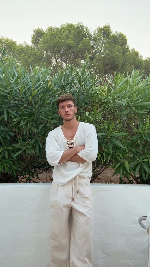 Linen White Top and Pants Set