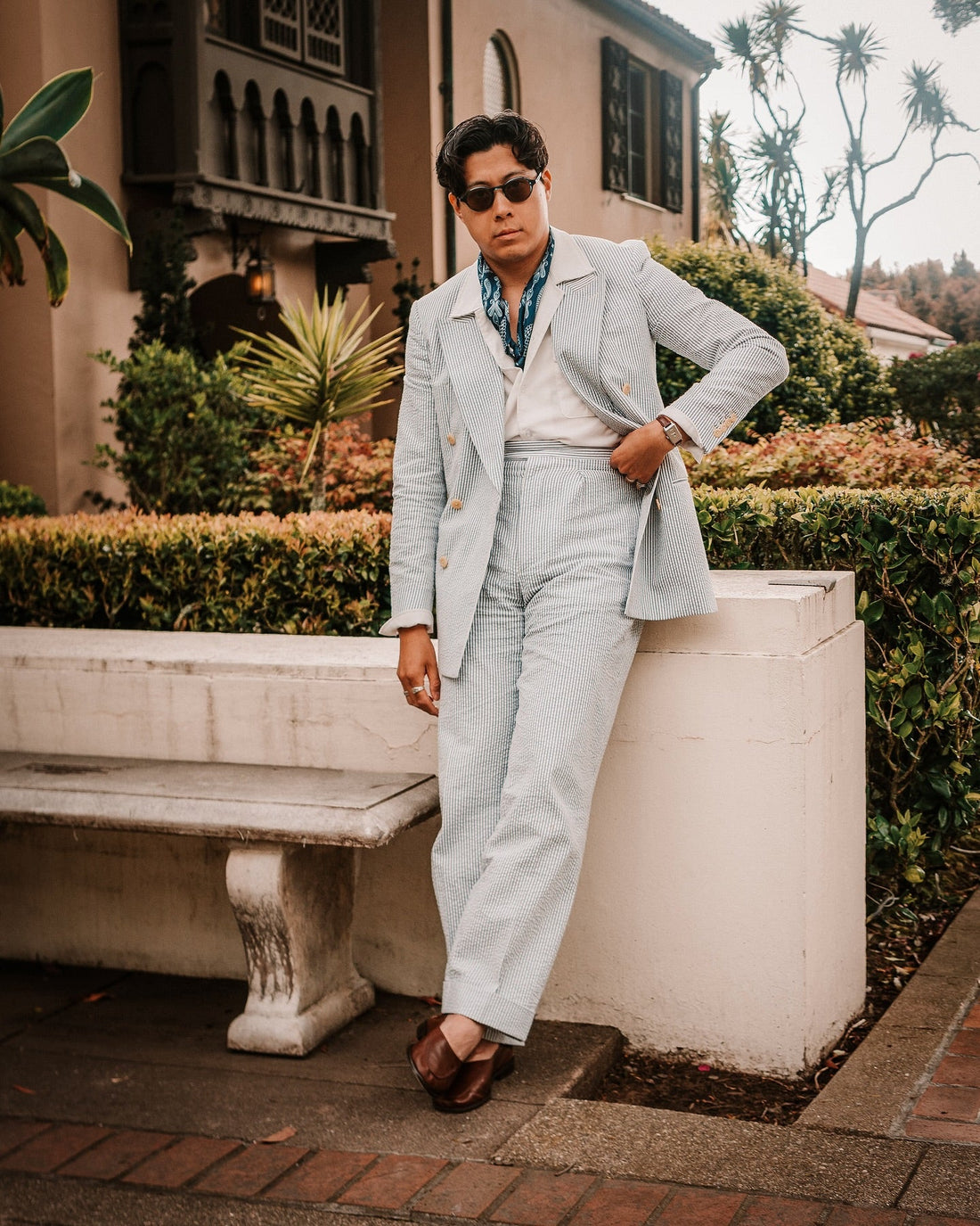Light Grey Pinstripe Double - Breasted Suit