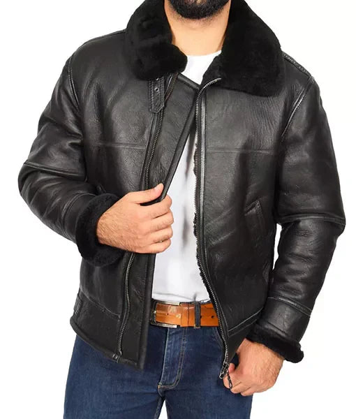 Genuine Matte Black B3 Bomber Jacket