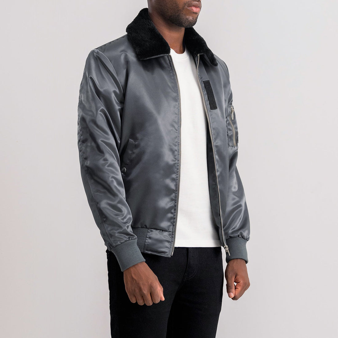 Clyde B-15 Grey Bomber Jacket