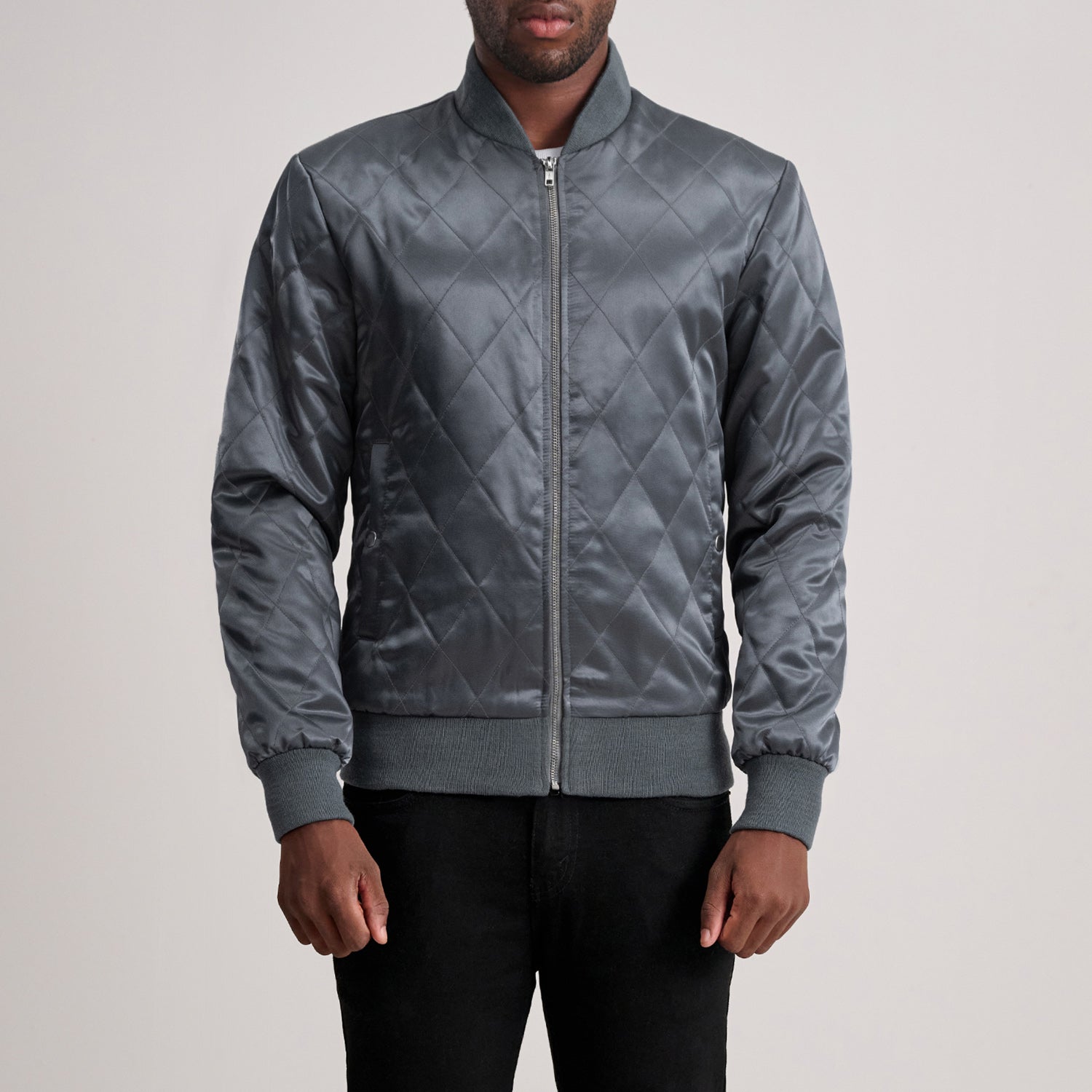 Danson Quilted Grey Varsity Jacket