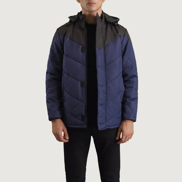 Luka Black & Blue Hooded Puffer Jacket