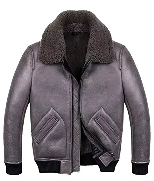 Men’s B2 Grey Shearling Leather Jacket