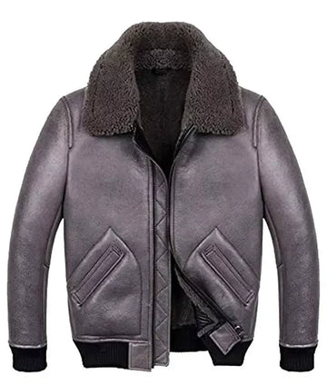 Men’s B2 Grey Shearling Leather Jacket