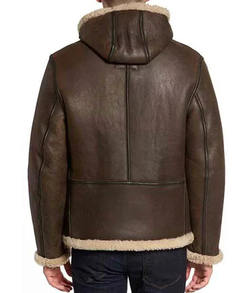 Men’s Brown B6 Aviator Bomber Jacket with Hood