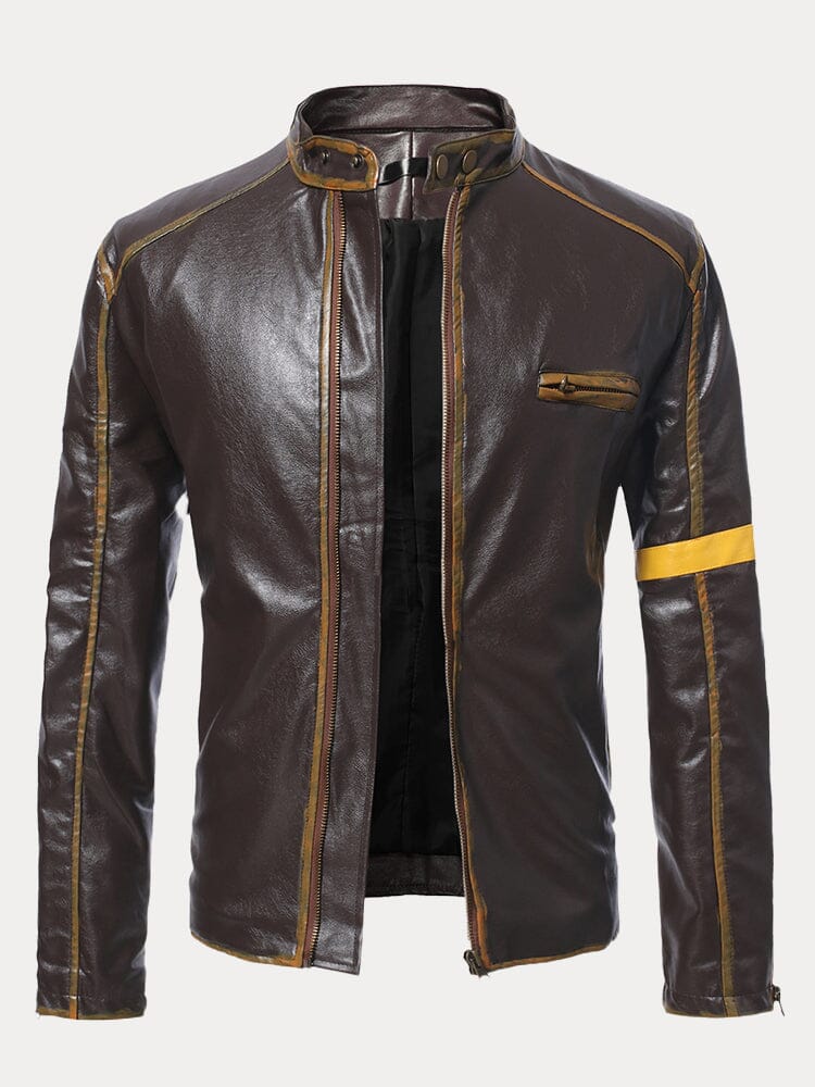 Stand Collar Punk Leather Jacket