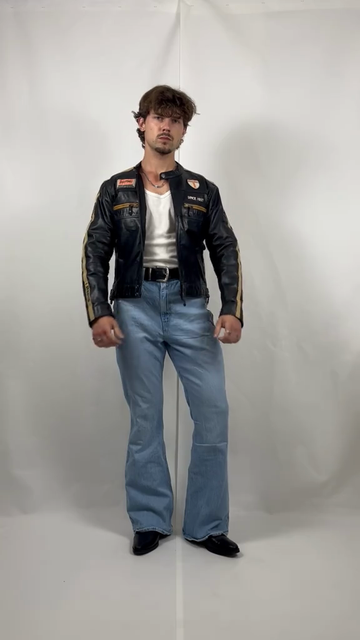 Vintage - Style Black Leather Racing Jacket