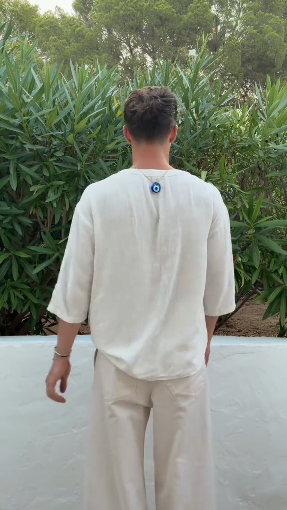 Linen White Top and Pants Set