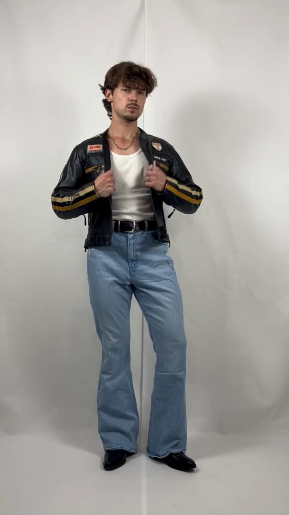 Vintage - Style Black Leather Racing Jacket